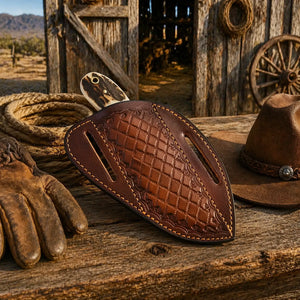 Western Ranch Knife – 3.5” Rasp Blade Antler Handle & Pancake Leather Sheath
