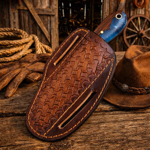 Western Rasp Steel Knife & Belt Sheath – 3.75” Blade, Epoxy Resin & Wenge Wood Handle