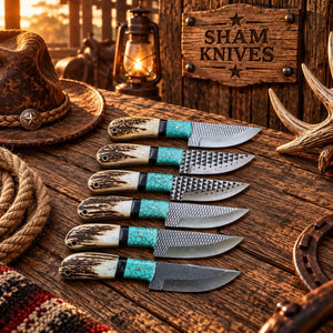 Western Wrangler Rasp Steel Skinning Set – Antler & Turquoise