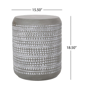 White Outdoor Side Table with Cylindrical Shape - Lightweight Concrete