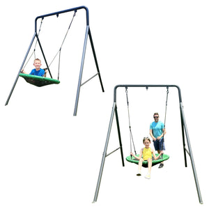 gobaplay FlyMax Saucer Tree Swing, 40" Round Outdoor Platform Saucer Seat, Green