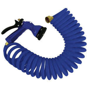 Whitecap 15 Blue Coiled Hose w/Adjustable Nozzle - TRAPSKI