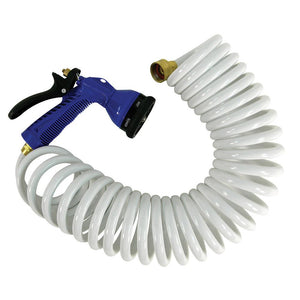 Whitecap 50 White Coiled Hose w/Adjustable Nozzle - TRAPSKI