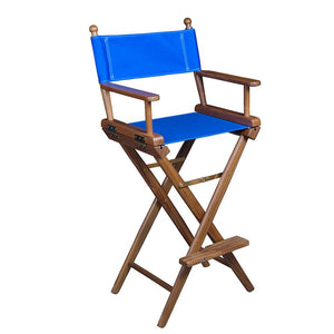 Whitecap Captains Chair w/Blue Seat Covers - Teak - TRAPSKI