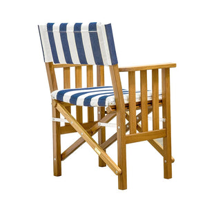 Whitecap Directors Chair II w/Navy White Cushion - Teak - TRAPSKI