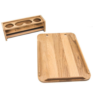 Whitecap Teak Drinkholder w/Removable Cockpit Table Top - Holds 4 Glasses - TRAPSKI