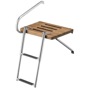 Whitecap Teak Swim Platform w/2-Step Telescoping Ladder f/Boats w/Outboard Motors - TRAPSKI