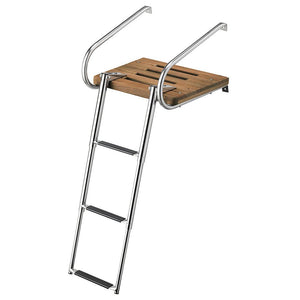 Whitecap Teak Swim Platform w/3-Step Telescoping Ladder f/Boats w/Inboard/Outboard Motors - TRAPSKI
