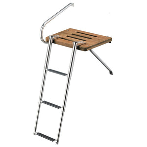 Whitecap Teak Swim Platform w/3-Step Telescoping Ladder f/Boats w/Outboard Motors - TRAPSKI