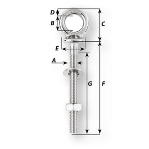 Wichard Eye Bolt - Diameter 15/32" - Length 2-3/8" - TRAPSKI