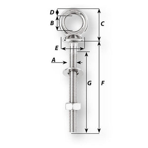 Wichard Eye Bolt - M10 x 150mm - Length 100mm - TRAPSKI