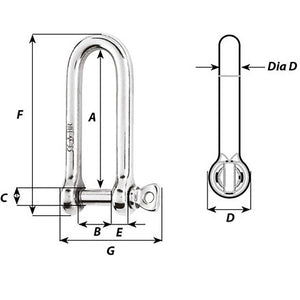 Wichard HR Long D Shackle - 10mm Diameter - 25/64" - TRAPSKI