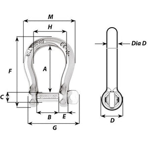 Wichard Not Self-Locking Bow Shackle - 16mm Diameter - 5/8" - TRAPSKI