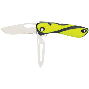 Wichard Offshore Knife - Serrated Blade - Shackler/Spike - Fluorescent - TRAPSKI