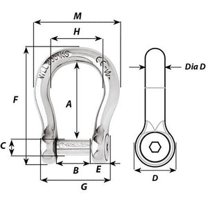 Wichard Self-Locking Allen Head Pin Bow Shackle - 6mm Diameter - 1/4" - TRAPSKI