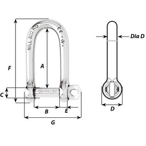 Wichard Self-Locking Long D Shackle - 10mm Diameter - 13/32" - TRAPSKI