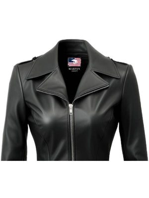 Women’s Black Asymmetrical Designer Leather Jacket