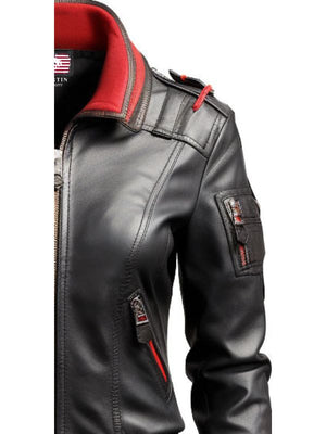 Women Black Bomber Leather Jacket