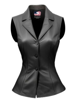 Women’s Black Casual Leather Vest