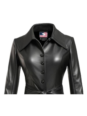 Women’s Black Leather Long Coat