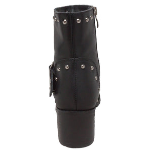 Women's 6" Heeled Buckle Biker Boot Black - 8811L - TRAPSKI