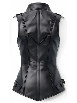 Women’s Stylish Black Leather Vest