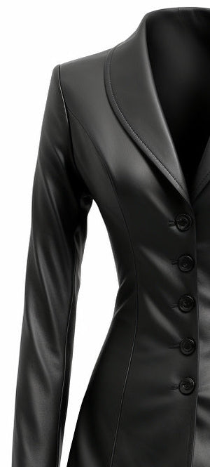 Women’s Black Leather Slim Fit Coat