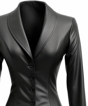 Women’s Black Leather Slim Fit Coat