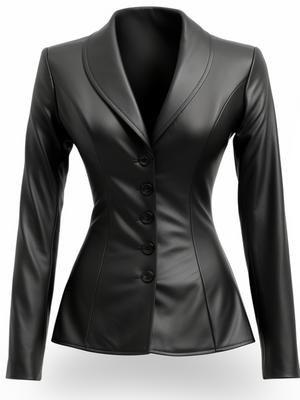 Women’s Black Leather Slim Fit Coat