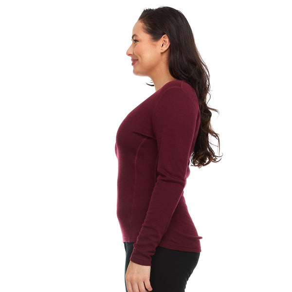 Midweight - Women's Long Sleeve V-Neck 100% Merino Wool