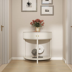 Demi Lune Console Table with 2 Storage Drawers - White, Dark Gray, Dark Brown