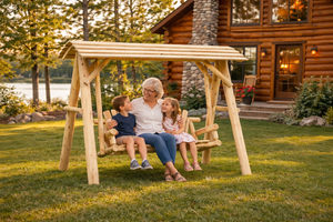 Wooden Porch Swing with Canopy