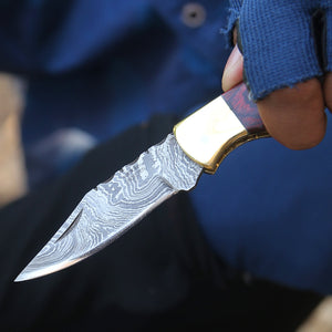 Firestrike Pocket Knife with Bull Horn & Pakkawood Handle