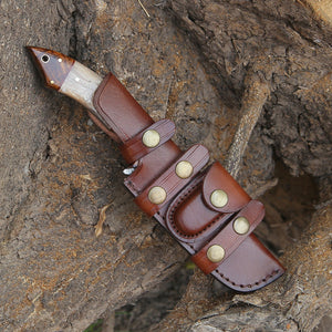 Ravager Handmade Damascus Knife with Mother of Pearl Resin & Rosewood Handle