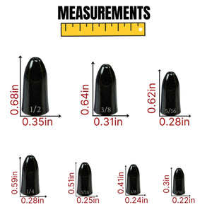 Reaction Tackle Tungsten Worm Weights / Bullet Shaped Sinkers