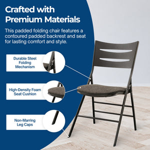MECO Sudden Comfort Destiny 3 Slat Back Padded Folding Chair, Cinnabar(Set of 4)