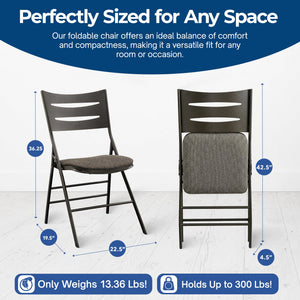 MECO Sudden Comfort Destiny 3 Slat Back Padded Folding Chair, Cinnabar(Set of 4)
