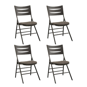 MECO Sudden Comfort Destiny 3 Slat Back Padded Folding Chair, Cinnabar(Set of 4)