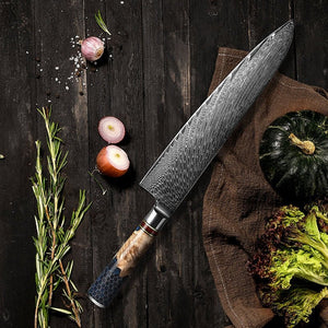 Yamato VG10 9" Chef’s Knife – Olive Burl & Resin Handle