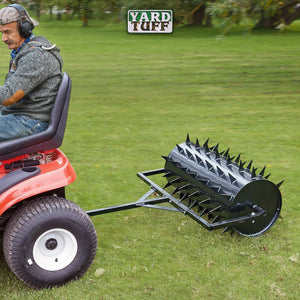 Yard Tuff Steel Spike Lawn Aerator Roller with 36-Inch Width, Black