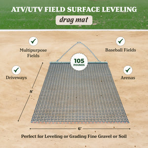 Yard Tuff YTF-68TBDM ATV/UTV 6' x 8' Zinc Plated Field Surface Leveling Drag Mat