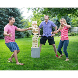 Yard Games Large Tumbling Timbers 24" Wood Block Stacking Game w/ Case, Natural - TRAPSKI