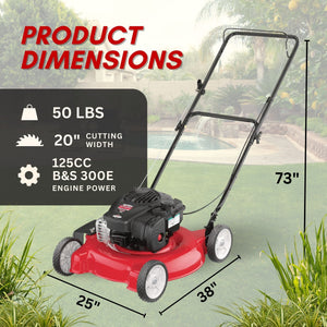 Yard Machines Gas Powered Outdoor 20 Inch Deck Push Lawn Mower with Engine Oil
