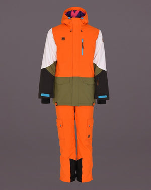 Yeh Man Men's Ski & Snowboard Jacket - Orange, Khaki & White - TRAPSKI