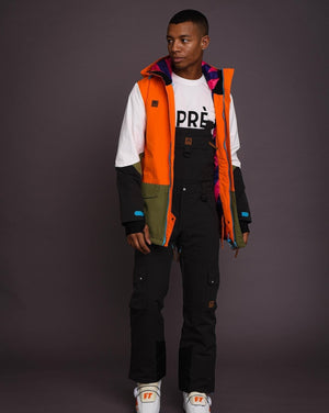 Yeh Man Men's Ski & Snowboard Jacket - Orange, Khaki & White - TRAPSKI