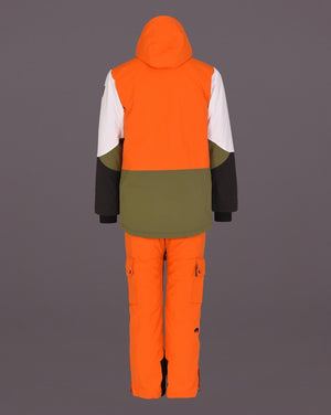 Yeh Man Men's Ski & Snowboard Jacket - Orange, Khaki & White - TRAPSKI