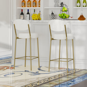29'' Upholstered Velvet Bar Stools with Backrest & Footrest - Set of 2