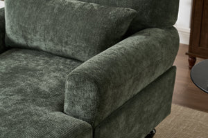 Modern Green Chaise Lounge Upholstered Sofa Recliner Chair with Solid Wood Frame