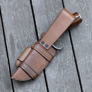 Zen Damascus Hunting Knife with Exotic Rose Wood Handle