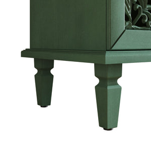 60-Inch Antique Buffet Cabinet with Floral Carvings - Antique Green
